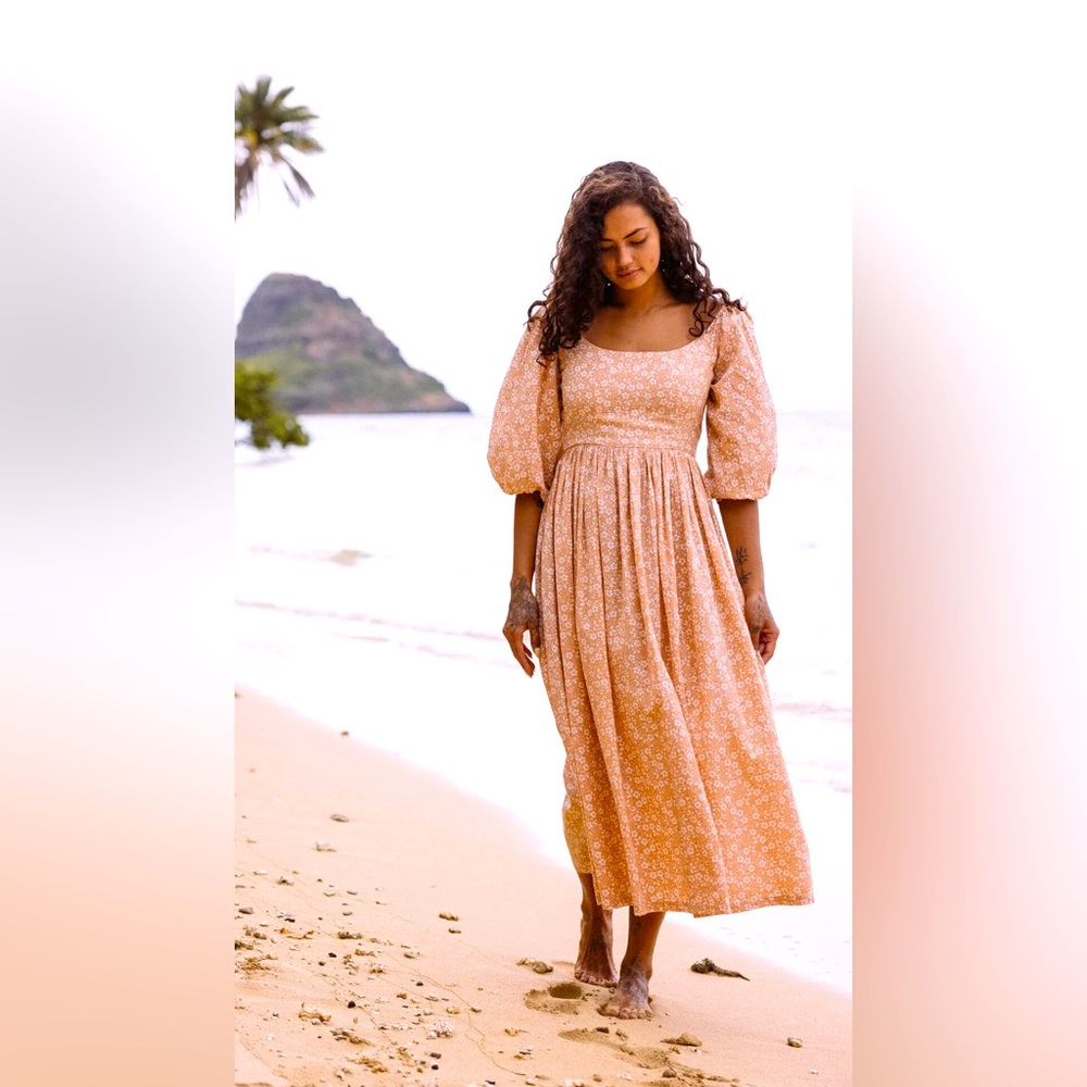 KARA THOMS THE BELLFLOWER DRESS IN ISLAND FLORAL CLAY SIZE SMALL NWT